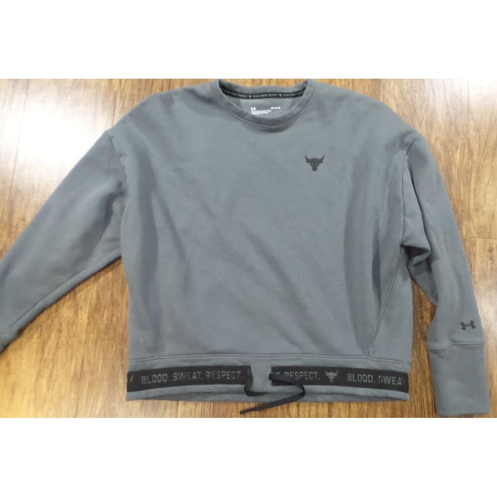 Under Armour Sweatshirt Mens Large L Gray Fleece Blood Sweat Respect Pullover